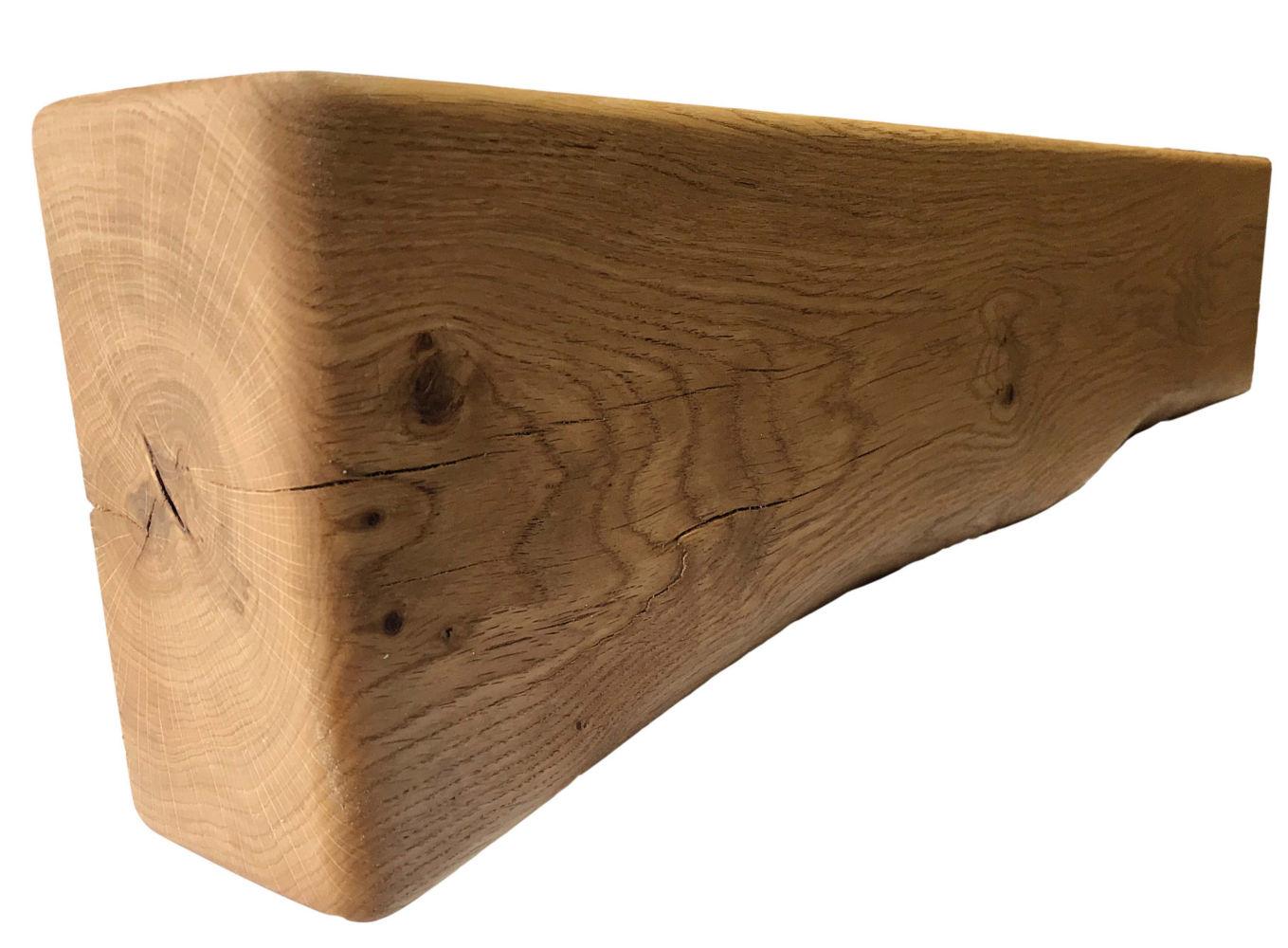 Solid Oak Mantel Beam – 8” x 4” with Scalloped Edge | Handmade Floating Shelf