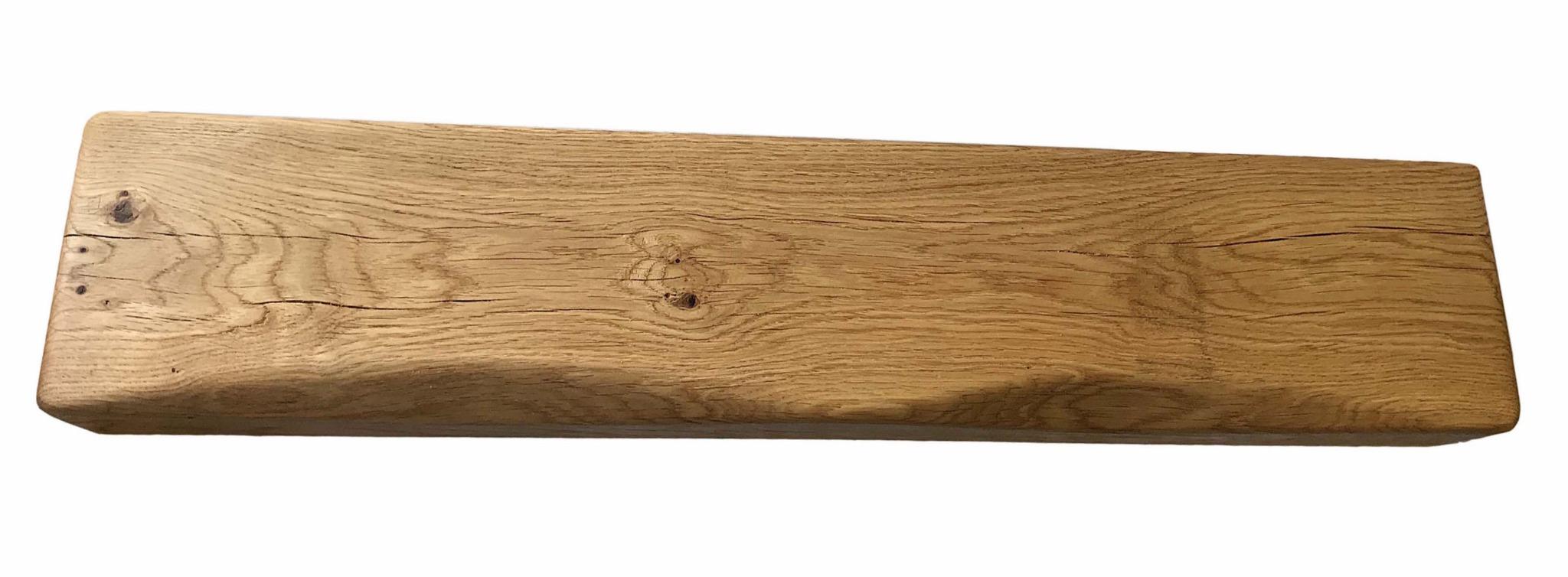Solid Oak Mantel Beam – 8” x 4” with Scalloped Edge | Handmade Floating Shelf