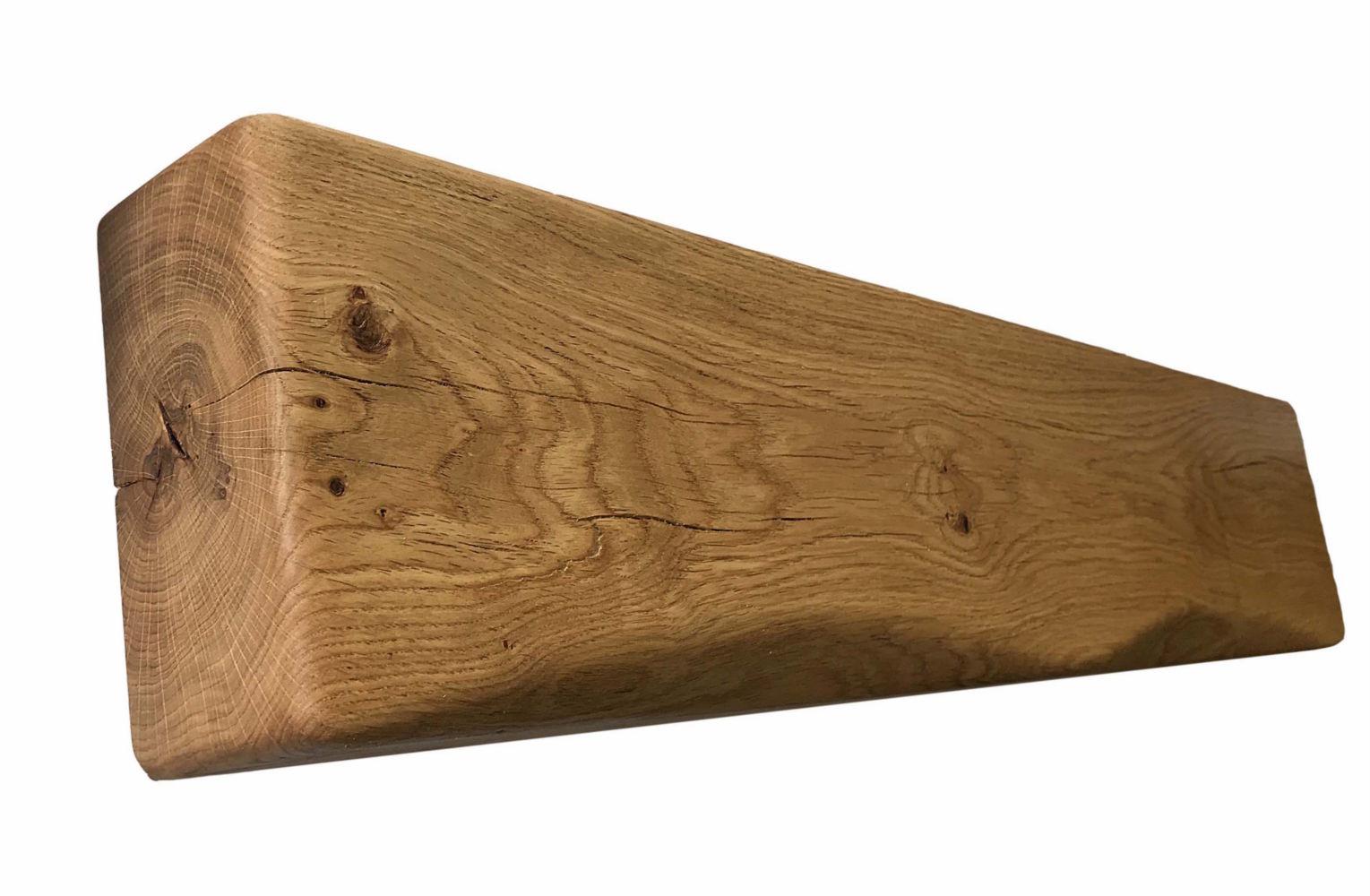 Solid Oak Mantel Beam – 8” x 4” with Scalloped Edge | Handmade Floating Shelf