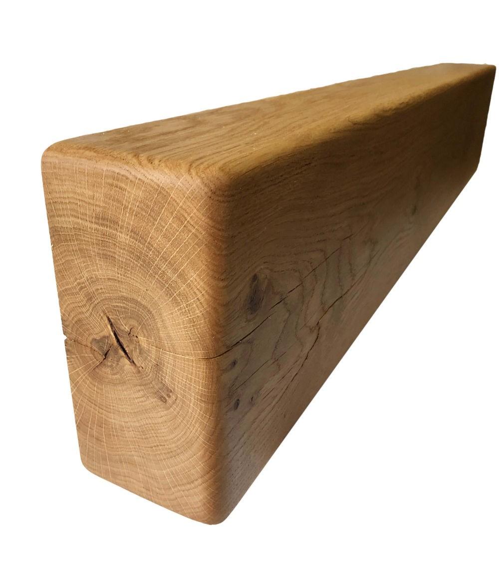 Solid Oak Mantel Beam – 8” x 4” with Straight Edge | Handmade Floating Shelf