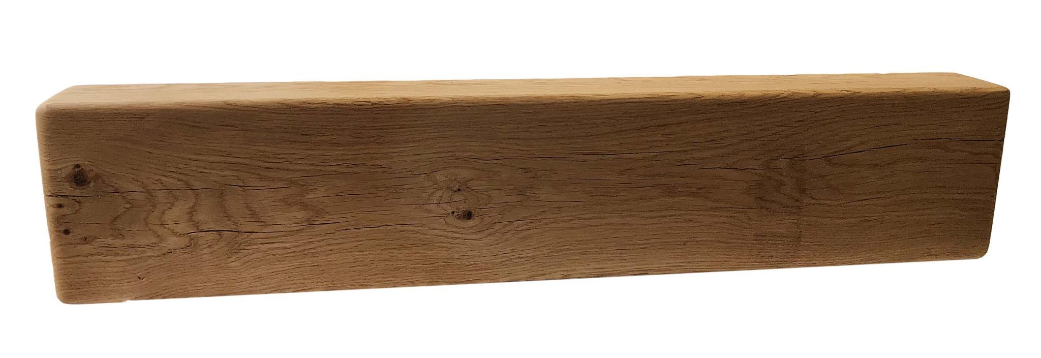 Solid Oak Mantel Beam – 8” x 4” with Straight Edge | Handmade Floating Shelf