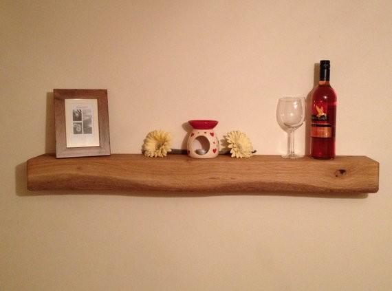 Solid Oak Floating Shelf | Handmade Rustic Oak Beam 8″ × 4″