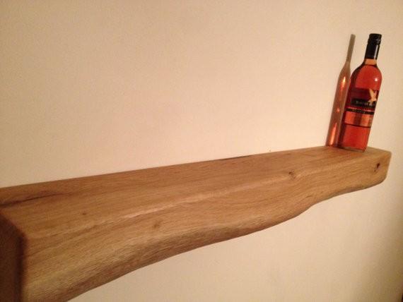 Solid Oak Floating Shelf | Handmade Rustic Oak Beam 8″ × 4″