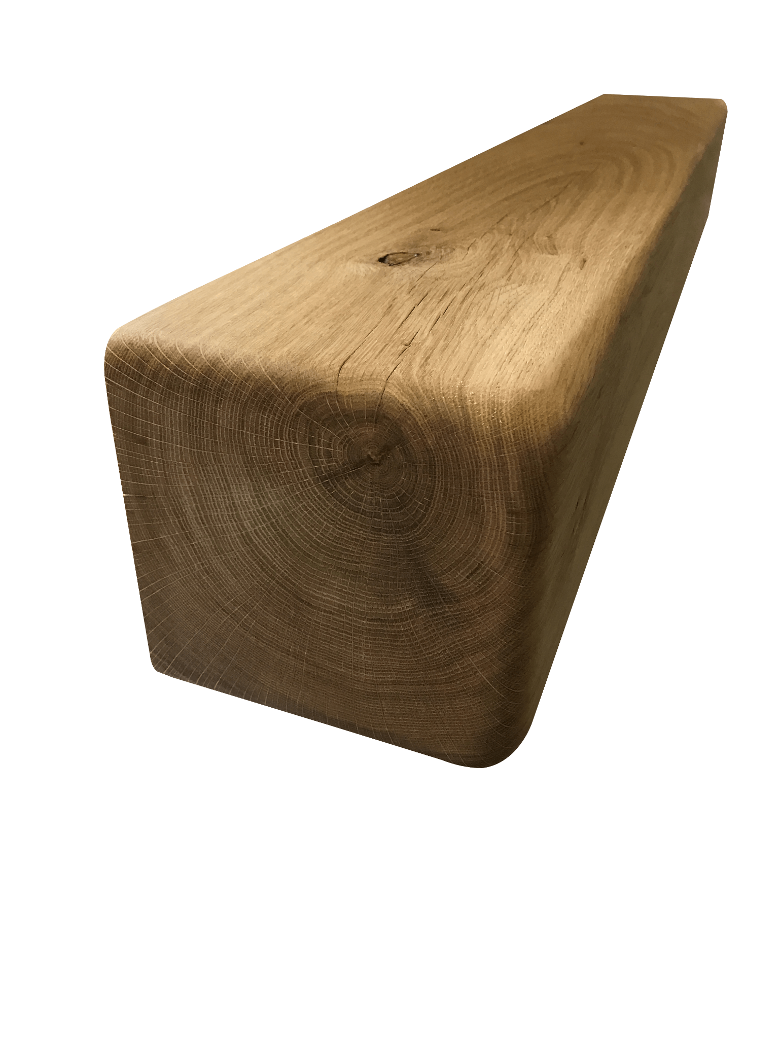 Solid Oak Mantel Beam – 6” x 6” with Scalloped Edge | Handmade Floating Shelf